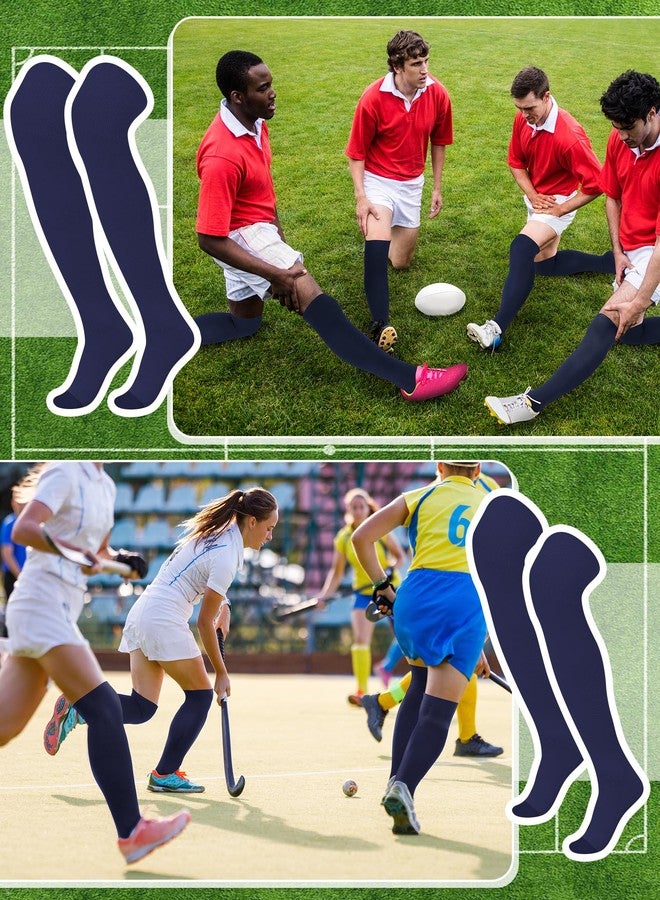 جوارب كرة قدم عالية من ShinyMatch، مقاسات متعددة، جوارب بيسبول فوق الركبة، طويلة جدًا للشباب والنساء والرجال (مقاس متوسط، أزرق داكن) - Image 5